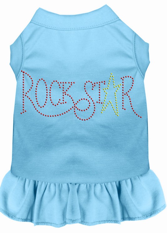 Rhinestone RockStar Dress Baby Blue XS